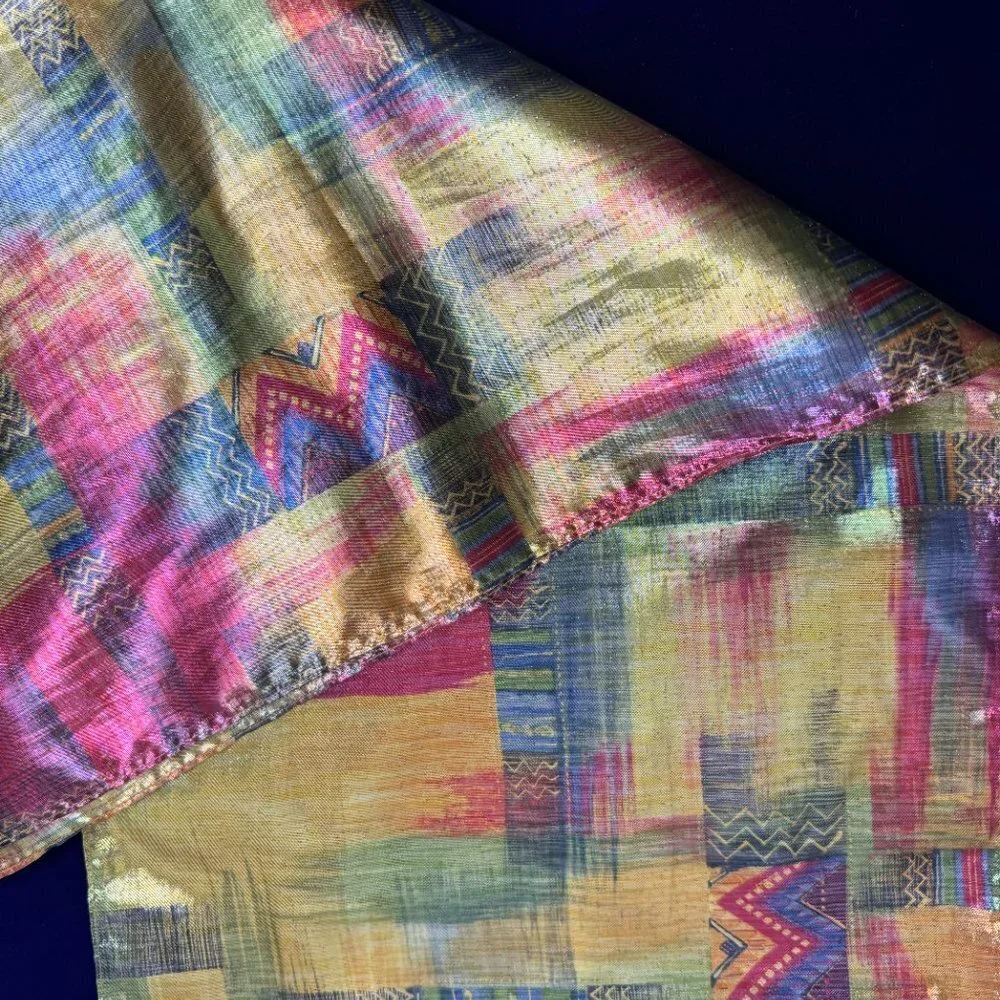 Vintage Multicolor Gold Metallic Scarf